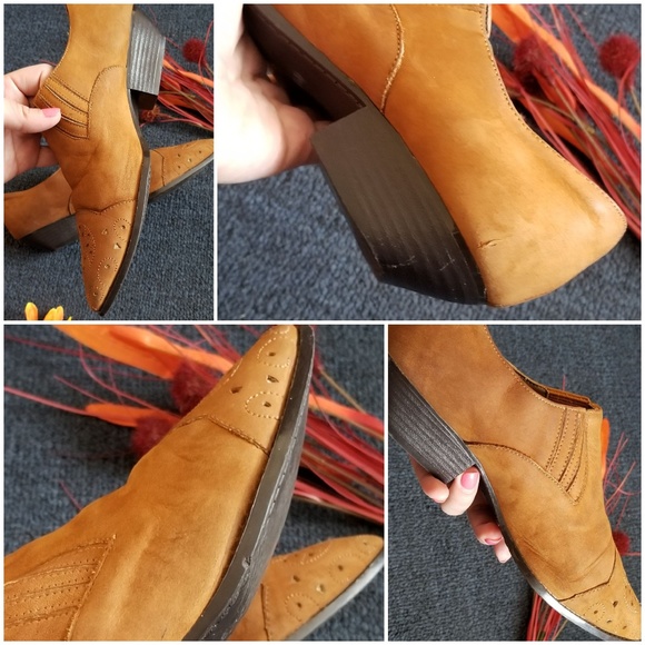2×$20 Pimento Camel Suede Ankle Booties Pointy 6 - Picture 8 of 8